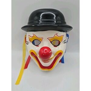 Vintage CERAMIC 1990's MARDI GRAS Wall hanging Clown Red nose face